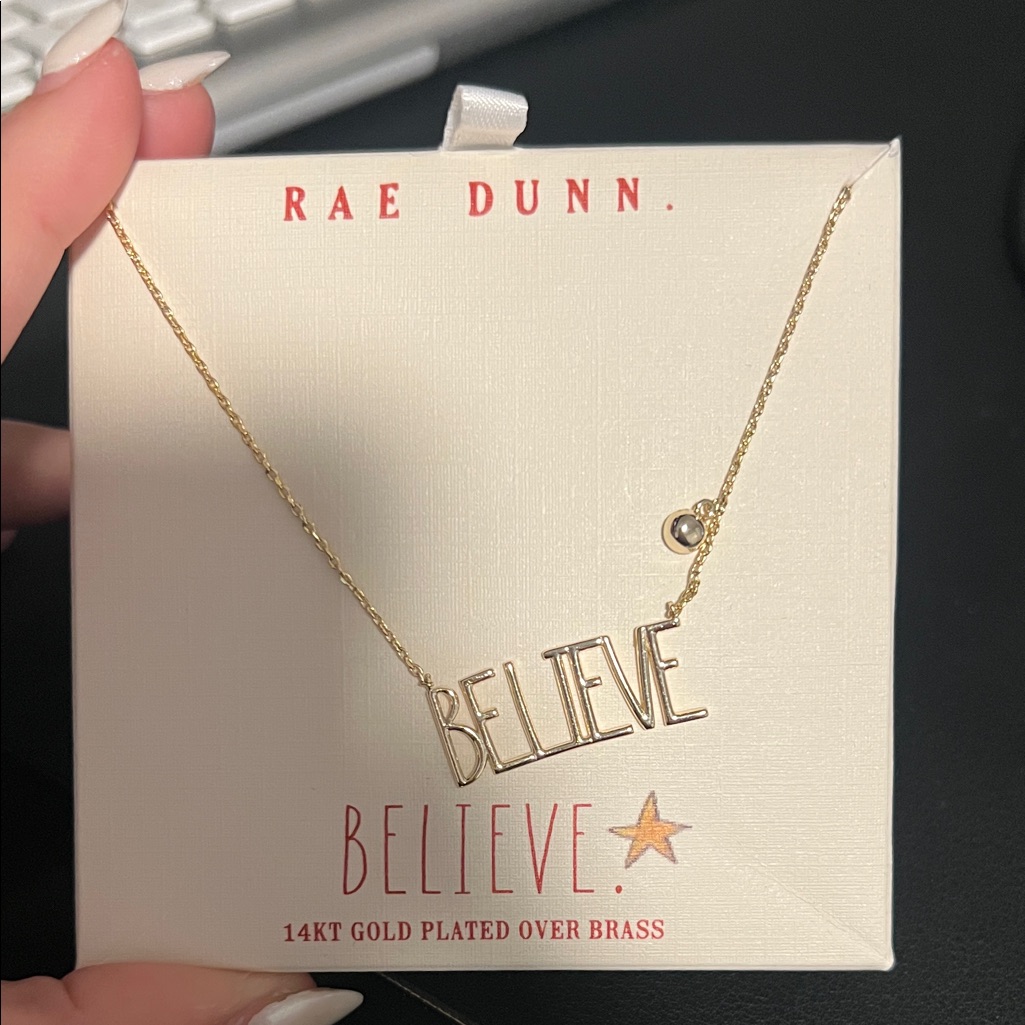 Rae Dunn Gold Believe Pendant Necklace 15$